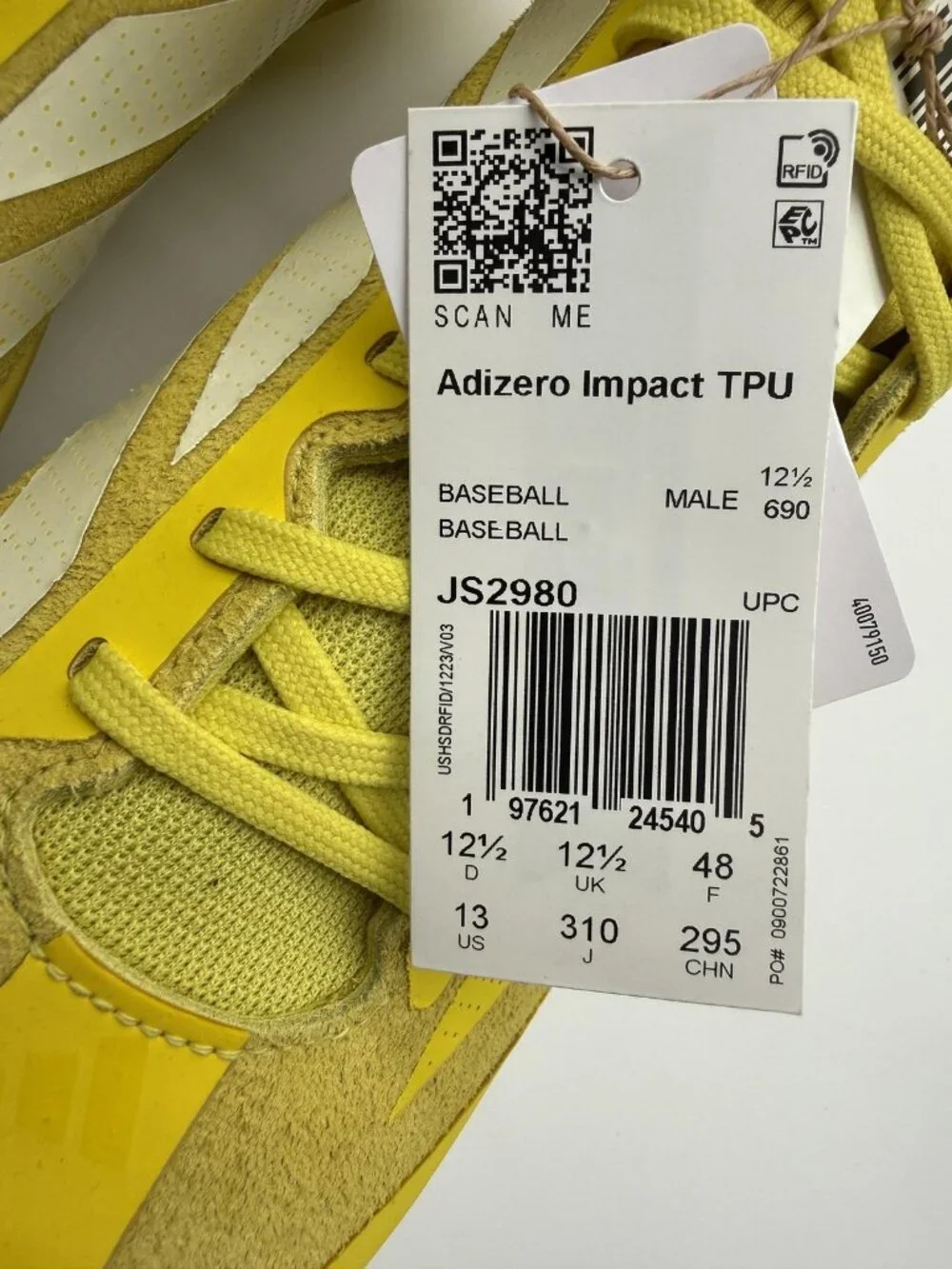 New Adidas Adizero Impact TPU Men's Size 13 Yellow Baseball Cleats JS2980